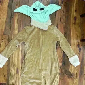 Star Wars Yoda Grogu Mandalorian Zip Up Plush Costume Pajamas Adult Size Medium